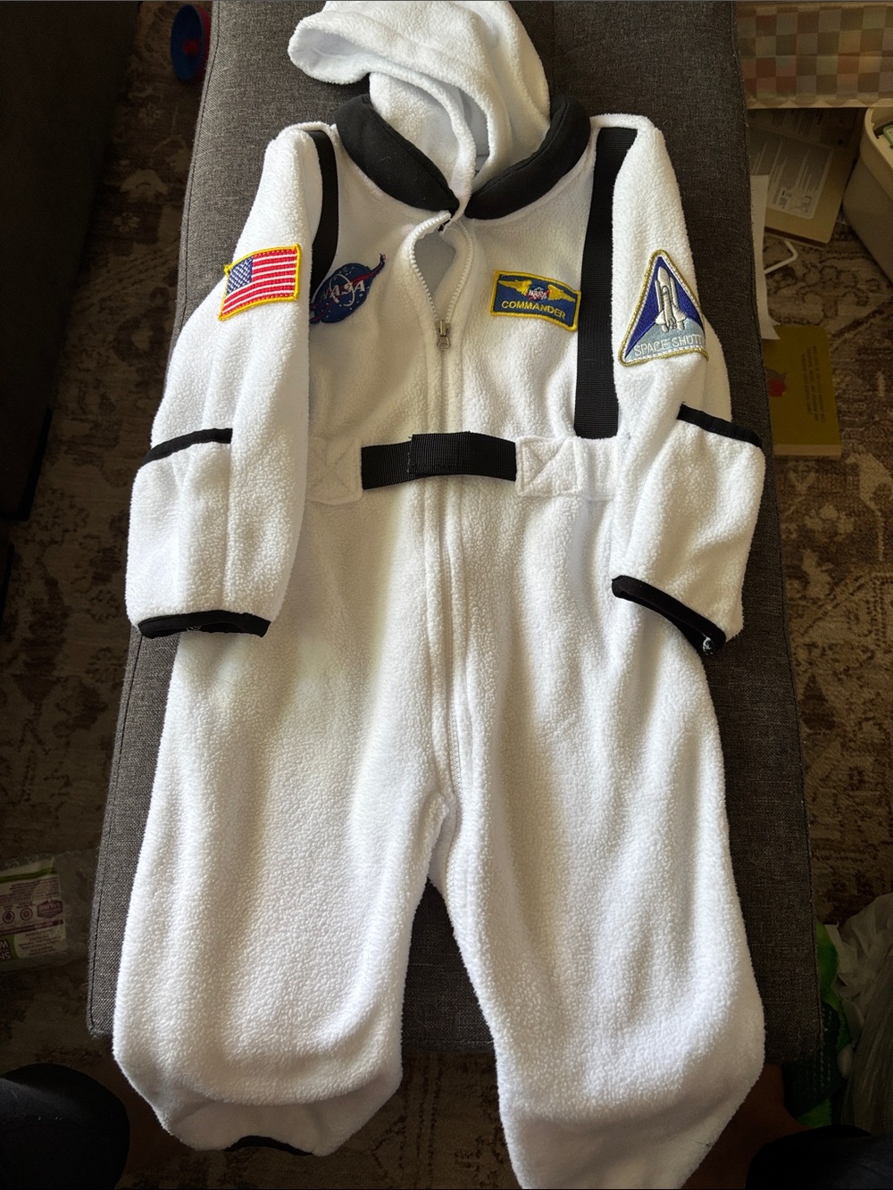 White Kids' Astronaut Onesie with Space Patches